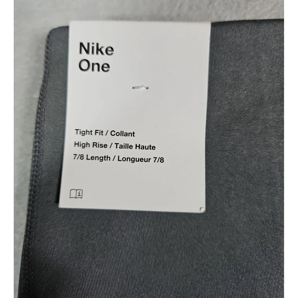 Nike One Womens Gray High Rise 7/8 Dri-FIT Leggings Size Medium NWT